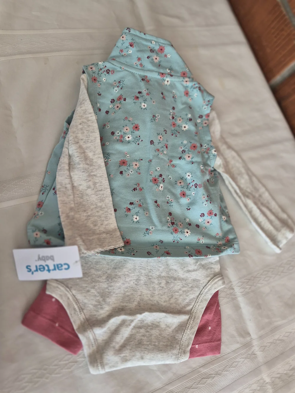 Carter's Floral Mint Green Hooded Top with Pink Leggings Set